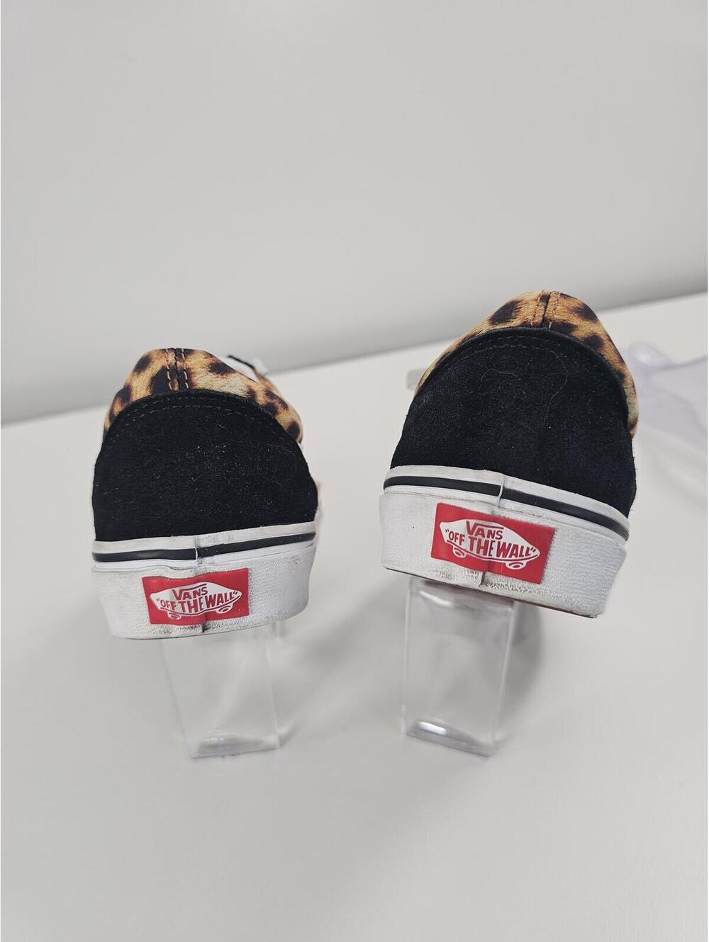 Vans Old Skool Leopard Print Black/White Skate Sneakers - Picture 6 of 14